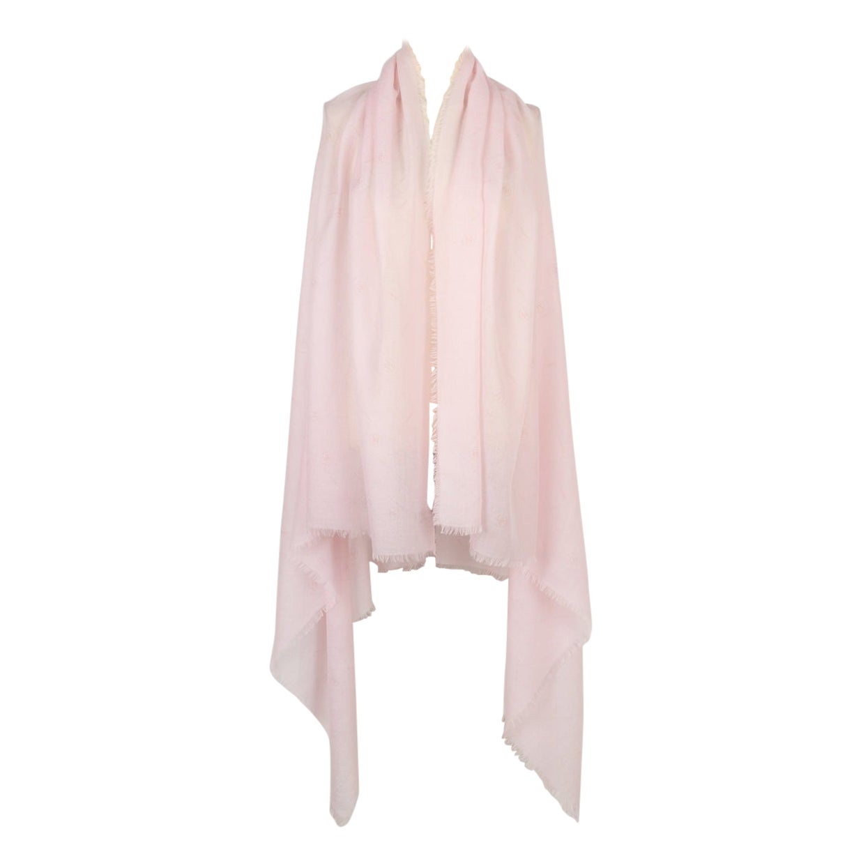 Chanel Monogrammed Pink Cashmere Stole For Sale