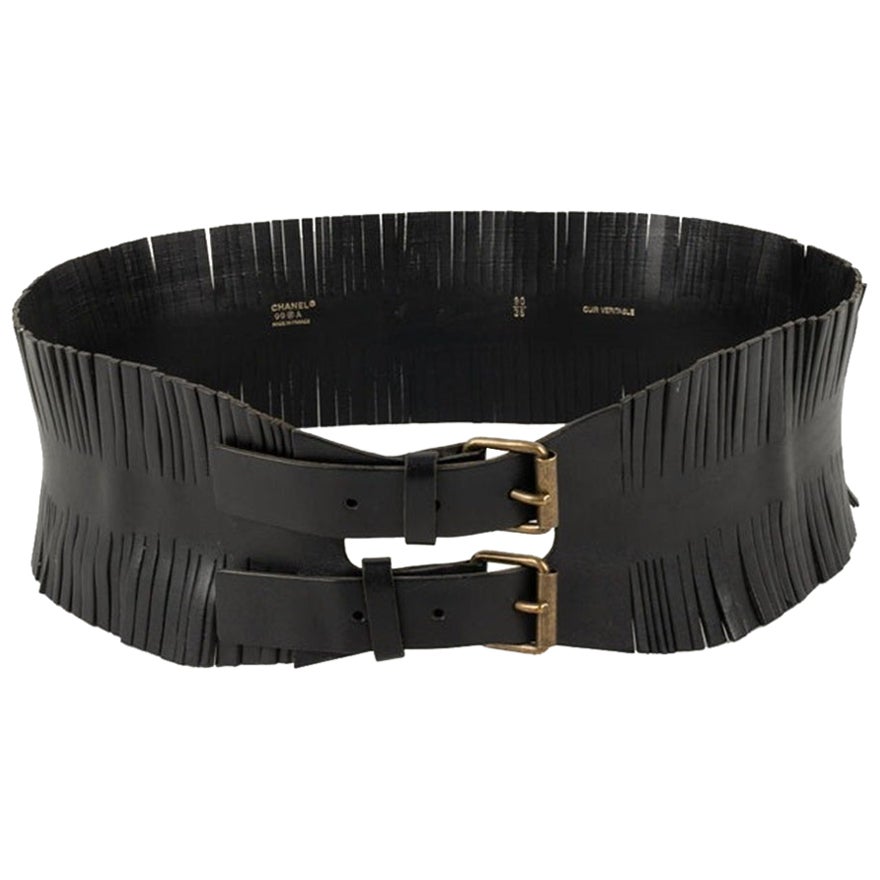 Chanel Dark-golden Metal and Leather Belt, 1999 For Sale