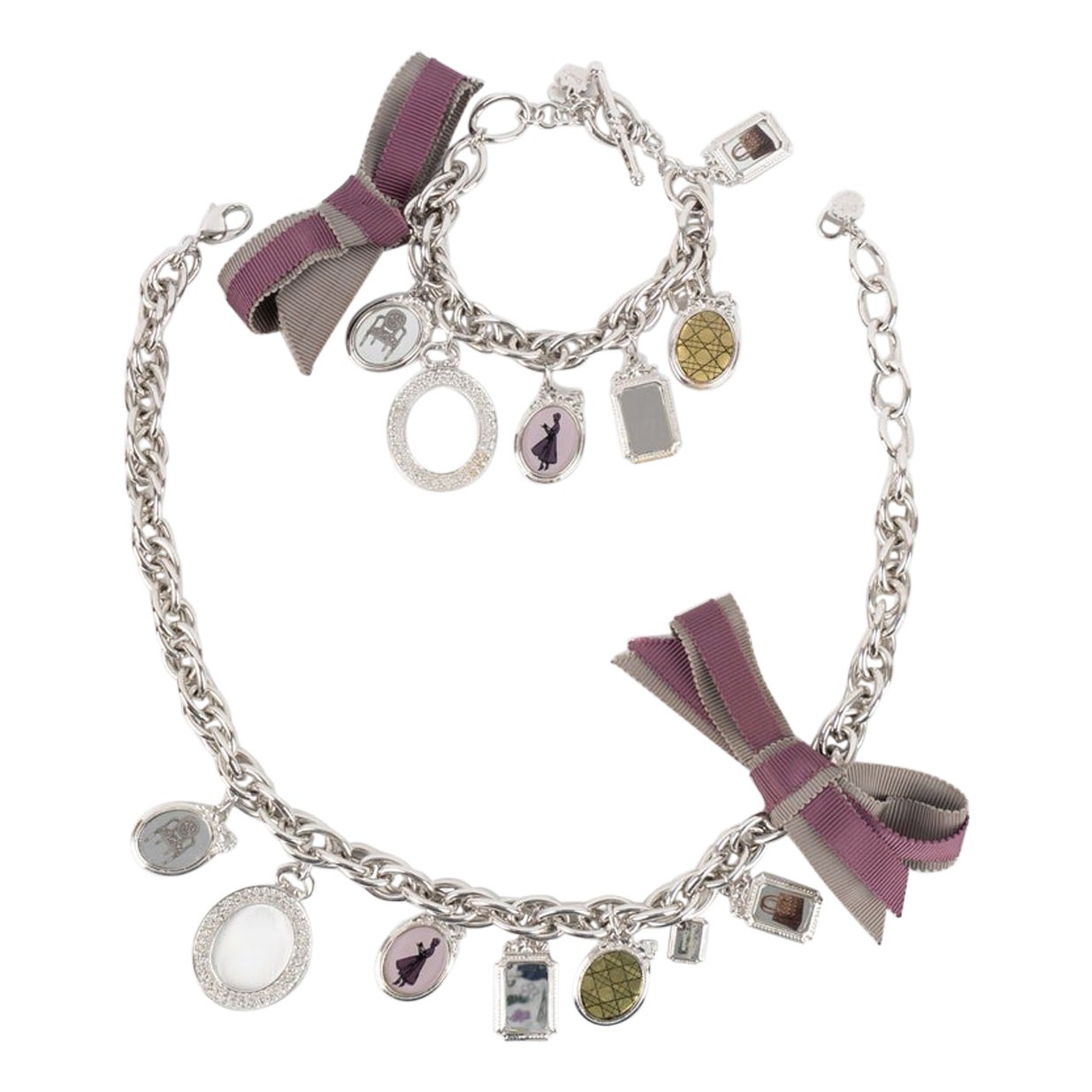 Dior Set of Necklace and a Bracelet in Silvery Metal For Sale