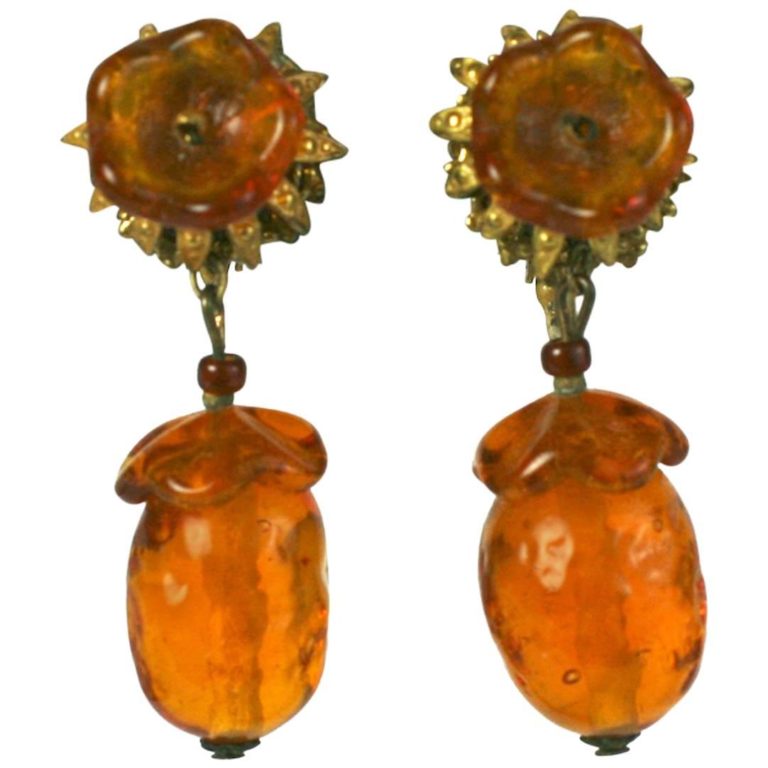 Miriam Haskell Topaz Flower Earrings