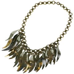 French Multi Leaf Fringe Necklace 10