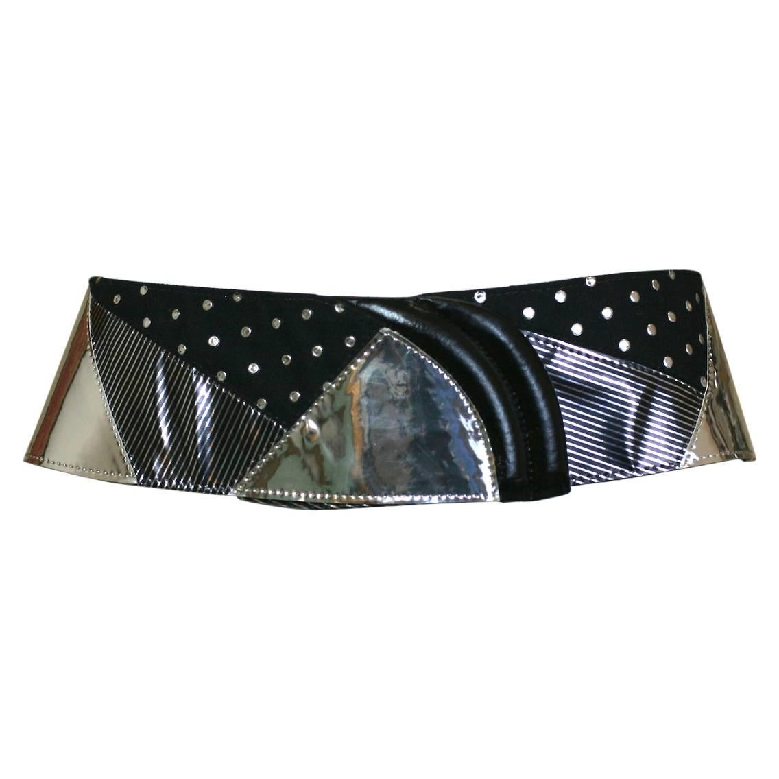 Krizia Pieced Metallic Hip Belt For Sale