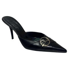 Christian Dior Early 2000's Vintage Black High Heel Slide en cuir - Size 39
