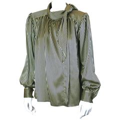 Yves Saint Laurent Silk Satin Tie Blouse 3
