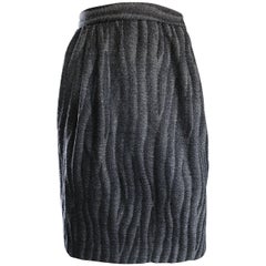 Vintage Valentino 1980s Optical Illusion Gray + Black High Waisted Pencil Skirt