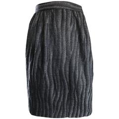 Vintage Valentino 1980s Optical Illusion Gray + Black High Waisted Pencil Skirt 9