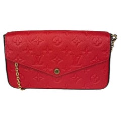 Used Louis Vuitton Empreinte Pochette Felicie Chain Wallet in Scarlet