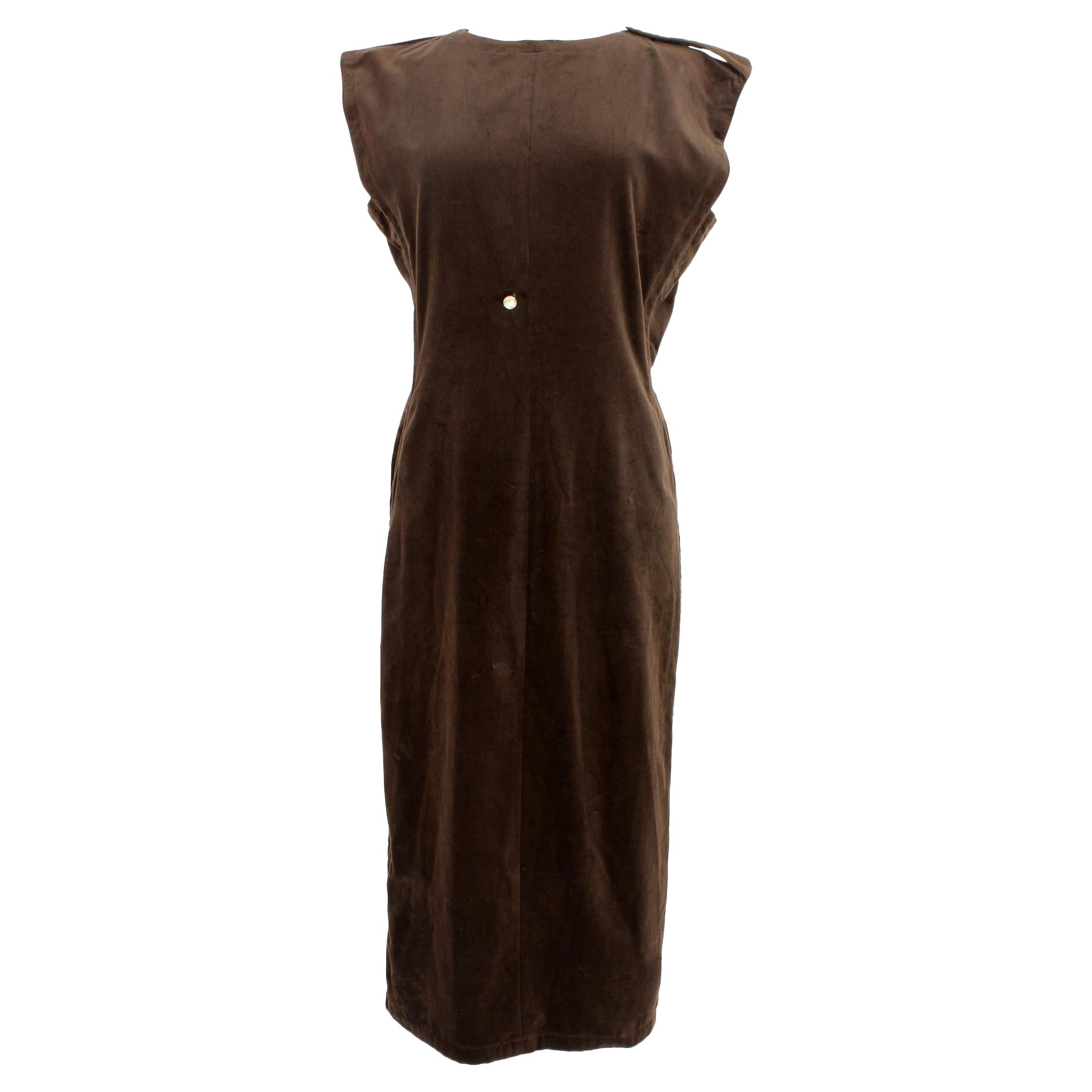 Rare Gianni Versace Brown Silk Velvet Evening Long Dress 1970s