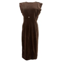 Vintage Rare Gianni Versace Brown Silk Velvet Evening Long Dress 1970s
