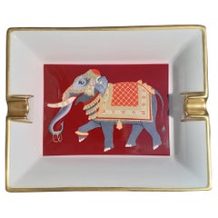 Vintage Gorgeous Hermès Porcelain Cigar Ashtray Change Tray Elephant India Asia Rare