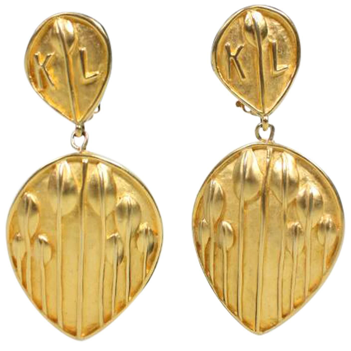 Karl Lagerfeld Leaf Drop Earrings