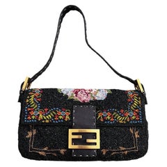 Used Fendi beaded with floral cross stitch baguette