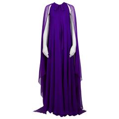 c1970's Silk chiffon Yves Saint Laurent Attr Evening Dress