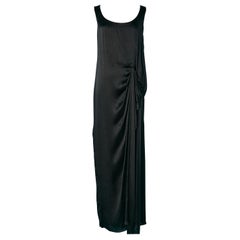 Black sleeveless evening dress draped on the left hips Lanvin "Les Dix Ans " NEW