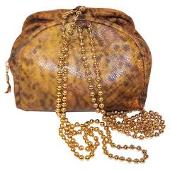 Vintage C.1980 Maud Frizon Snakeskin Handbag With Jewelry Style Shoulder Handle