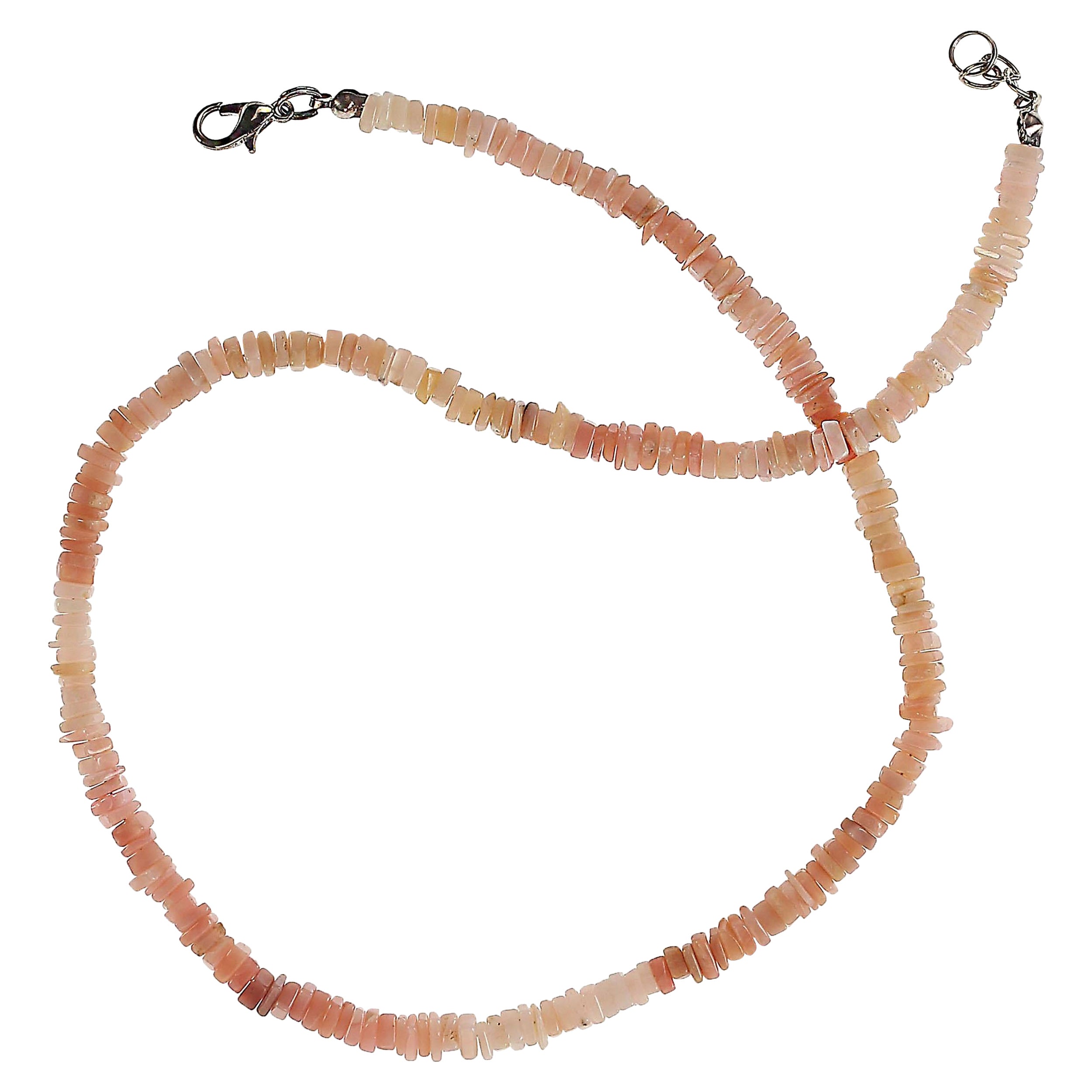 AJD 17 Inch Pink Peruvian Opal necklace      Great  Gift For Sale