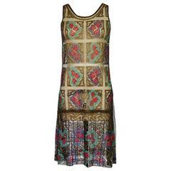 1920s French Made Sequin & Gold Lame Net Flapper Dress 6