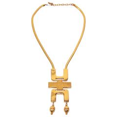 Mod 1970's Tortolani Gold Plated Modernist Articulated Pendant Necklace