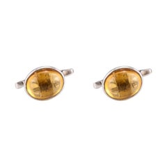 Boutons de manchette Dainty en argent sterling 925 et citrine taille ovale pour lui