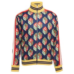 Gucci Multicolor Print Knit Zip Front Sweatshirt M