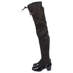 Chanel Thigh High Lace-up Boots - black 12