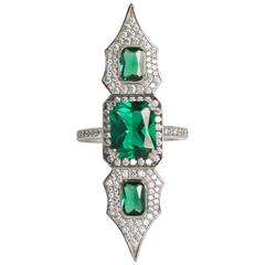 Elegantly Feminine  Faux Diamond Emerald Arabesque Ring