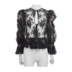 Camisa de encaje negra Alexander McQueen Vintage