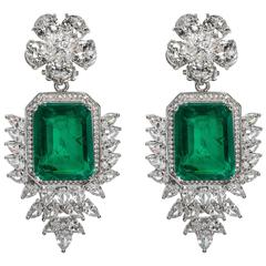 Elegant Faux Colombian Emerald Diamond Earrings 5