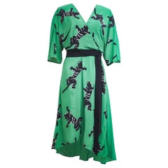 Used Diane Von Furstenberg green black dress