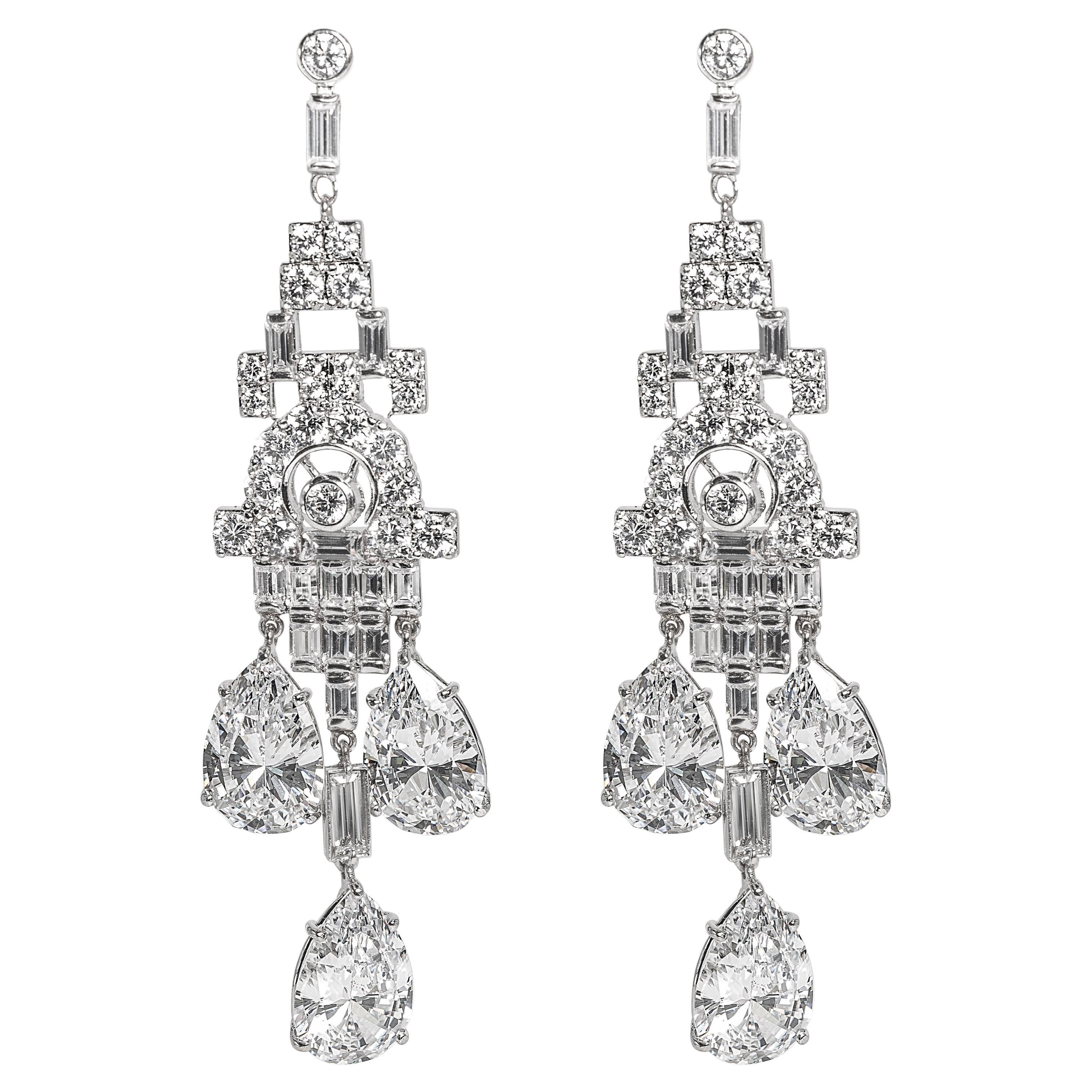 Magnificent Art Deco Style Faux Diamond Chandelier Earrings