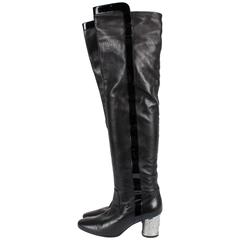 Chanel Overknee Boots Runway 2007 - black/silver 9