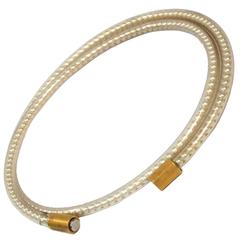Chanel Vintage Gold Magnetic Two Strand Pearl Choker Necklace in Box