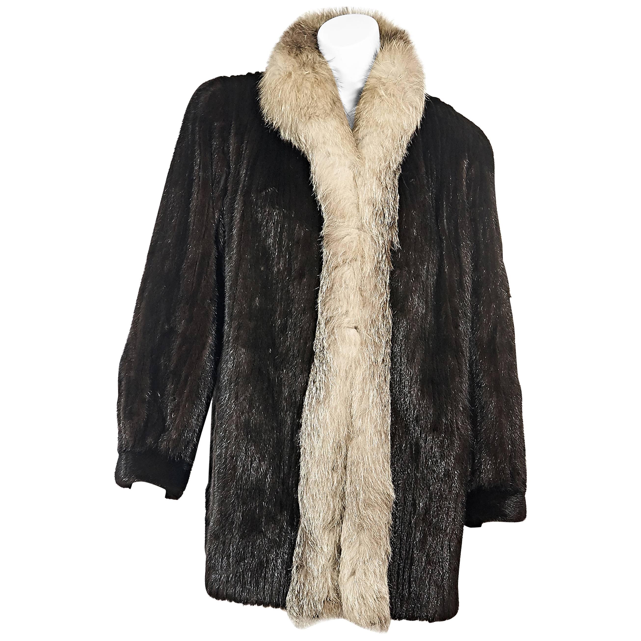 Brown Vintage Mink & Fox Fur Coat