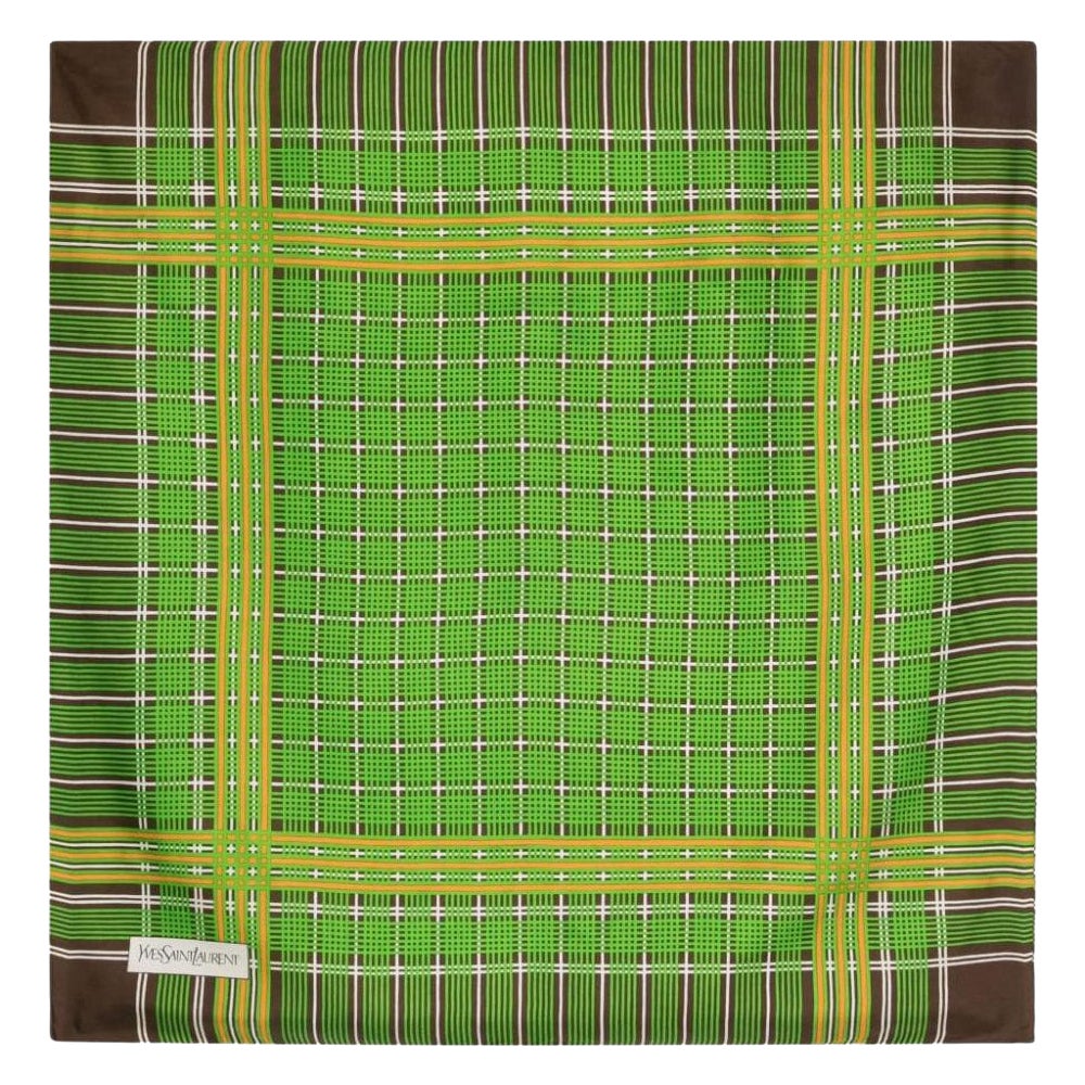 Yves Saint Laurent YSL Tartan Check Silk Scarf For Sale