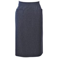 YVES SAINT LAURENT Charcoal Wool Pencil Skirt Size 46 3
