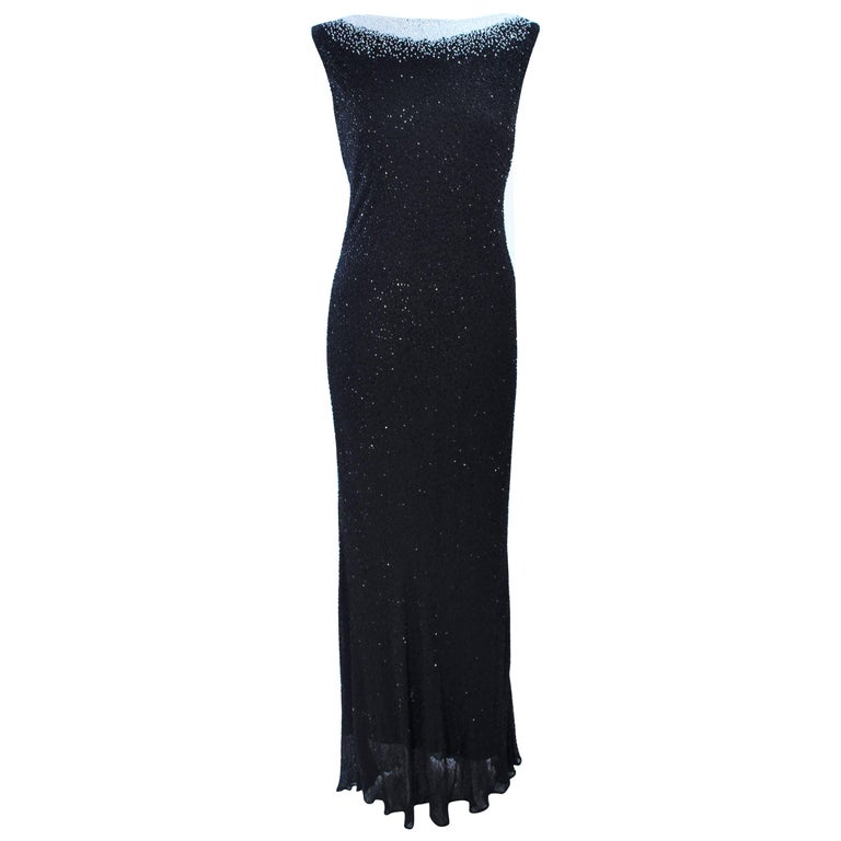 JOVANI Black and White Beaded Gown Size 6 8 For Sale at 1stDibs ...