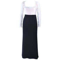 Used BADGLEY MISCHKA Black and White Lace Gown Size 8 10