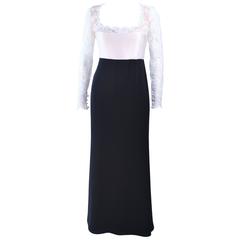 BADGLEY MISCHKA Black and White Lace Gown Size 8 10 1