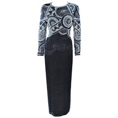 OLEG CASSINI 'Black Tie' Beaded Gown Size 6 1