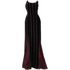 Gianfranco Ferre Silk Velvet Evening Gown 1990s