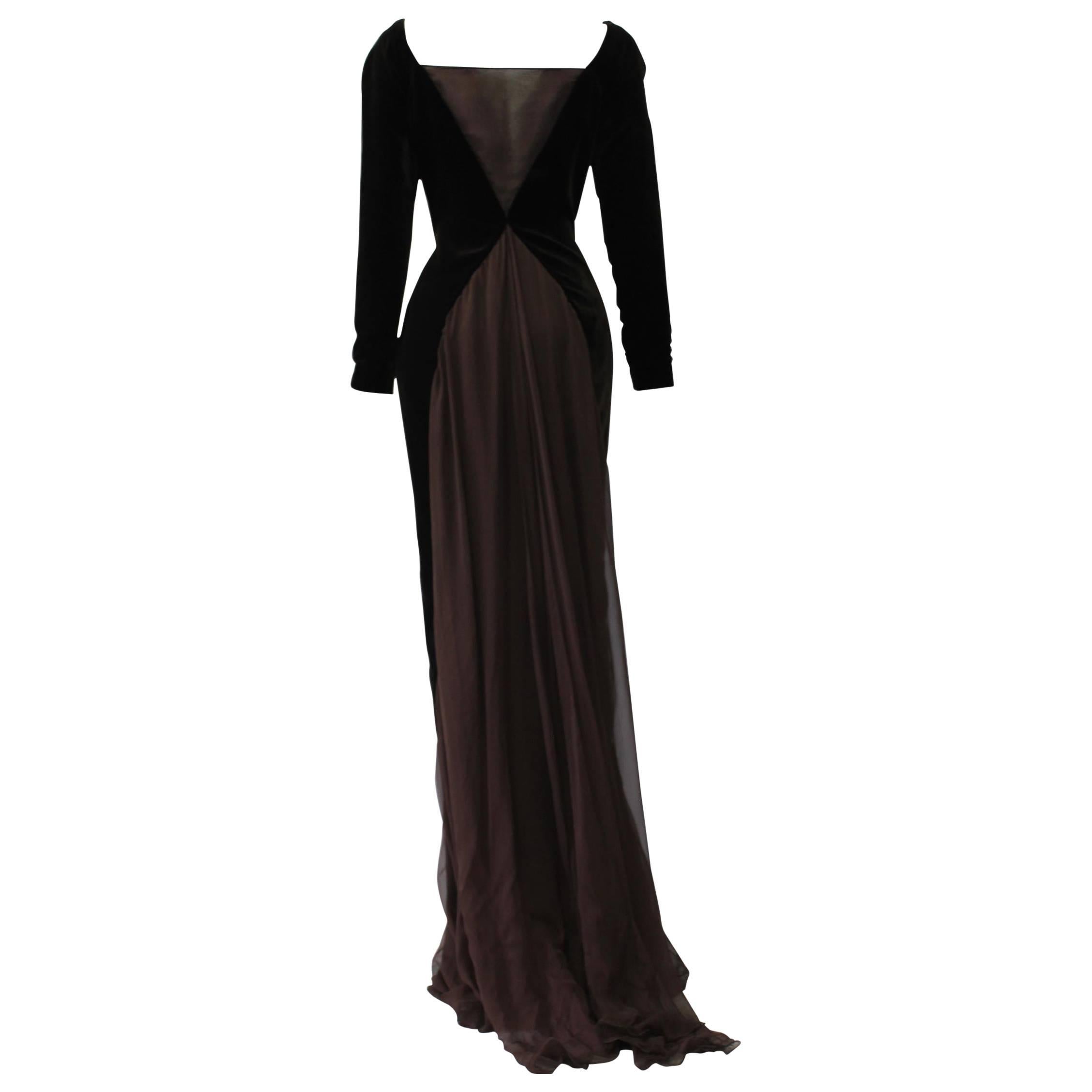 Gianfranco Ferre Silk Velvet Panel Evening Gown, 1989 For Sale