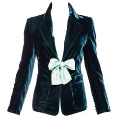 Tom Ford For Yves Saint Laurent Emerald Silk Velvet Blazer, Autumn -Winter 2003 9