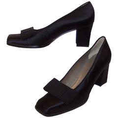 'Le Smoking' C.1990 Yves Saint Laurent Black Peau De Soie Tuxedo Shoes