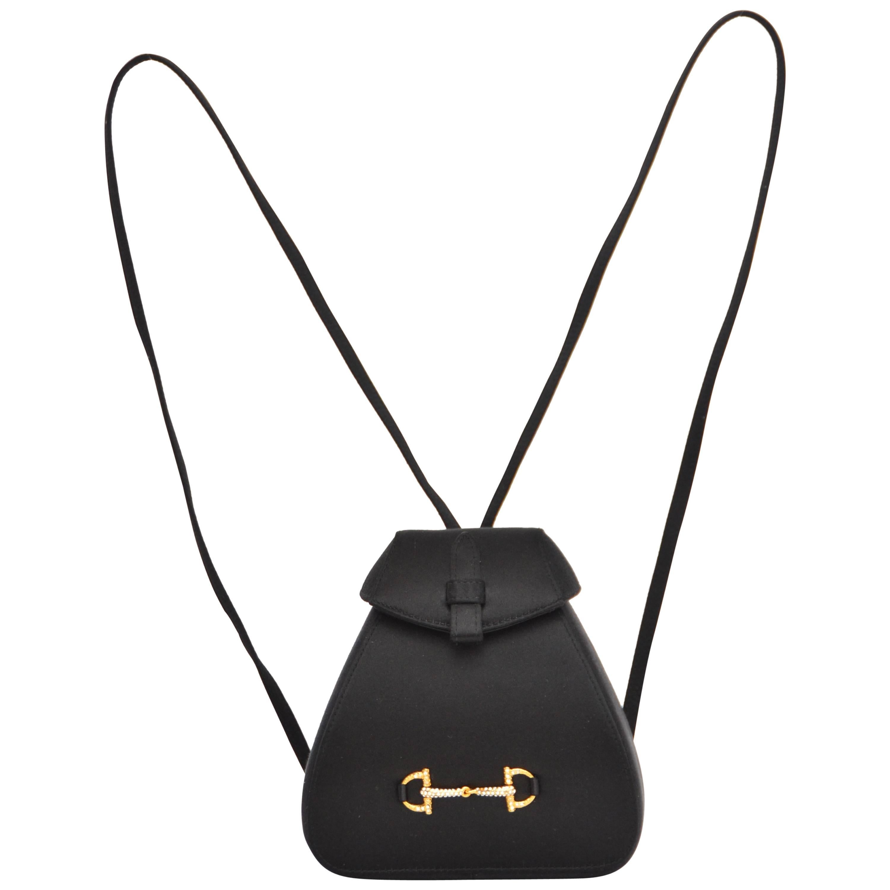 Gucci Black Satin Mini Backpack Handbag
