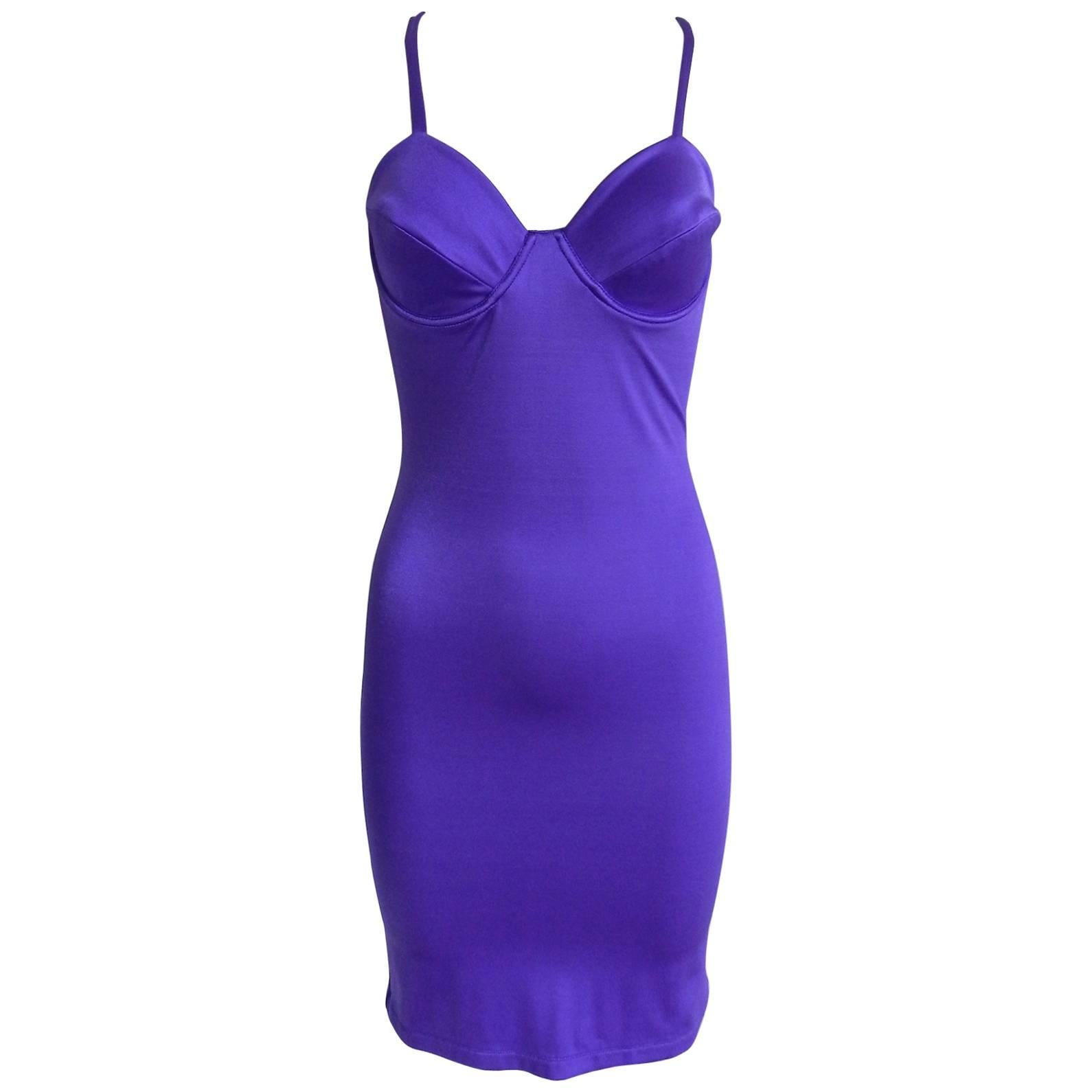 Versus by Gianni Versace Vintage Spring 1994 Electric purple Bodycon Dress