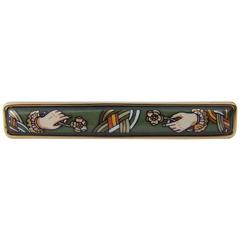 Hermes Enamel And Gold Plated Brooch Perfect Gift 6