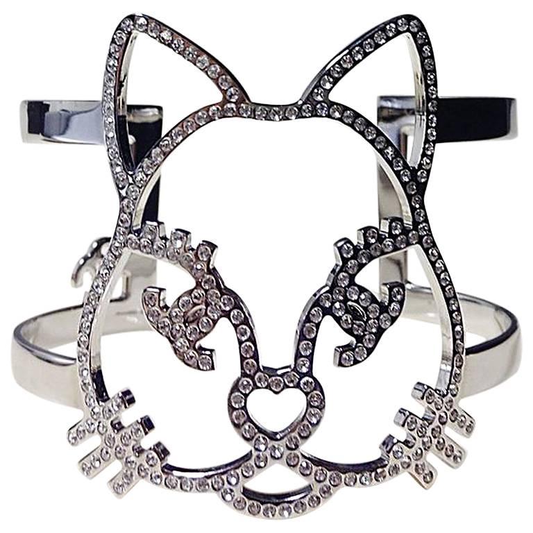 NIB  NEW Chanel ✿*ﾟ2016-17 Kitty Choupette Cat Emoji Cuff Bangle Bracelet For Sale