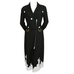 new 2016 CELINE PHOEBE PHILO black stretch wool trench RUNWAY coat with lace  