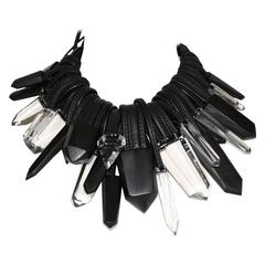 Monies Jewelry Ebony, Acrylic, and Leather One of a Kind Necklace