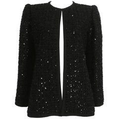 Used Yves Saint Laurent Haute Couture black sequinned evening jacket, fw 1978